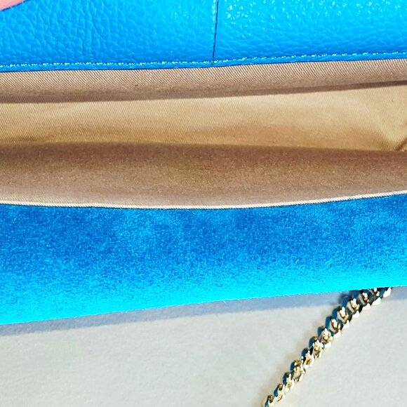 Banana Republic Blue Suede Crossbody Clutch – Gold Ring Closure – NWT - Picture 9 of 16